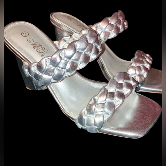 MATA Women’s braided two strap heels block sandals - Picture 7 of 13